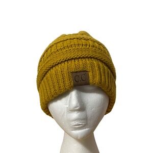CC Exclusives Mustard Yellow Chunky Knit Beanie Hat Casual Acrylic
